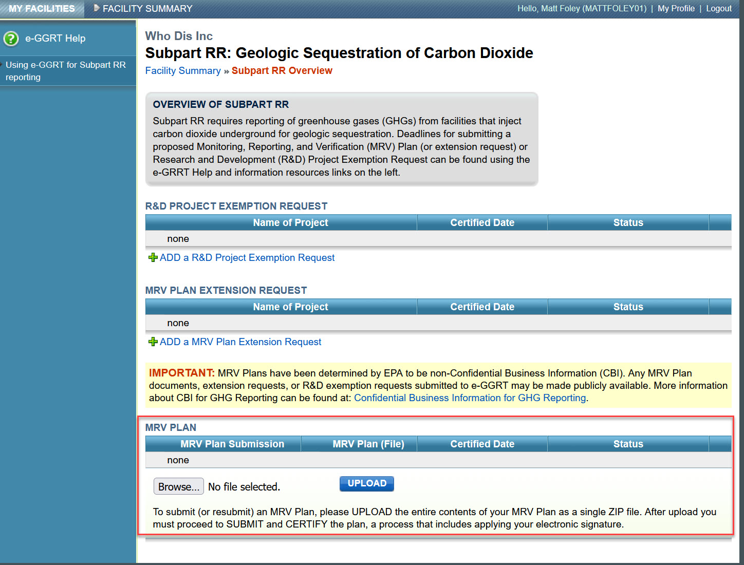 Image of the Subpart RR: Geologic Sequestration of Carbon Dioxide webpage.